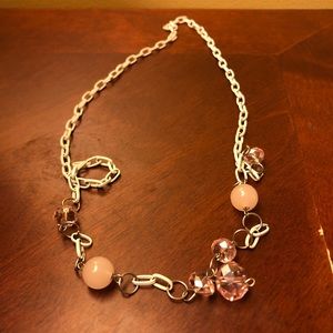 Anthropologie Pink crystal long sweater necklace